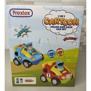 New In Box Prextex Cartoon Remote Control Police Race Car 18M+ 2 In 1 RC Set